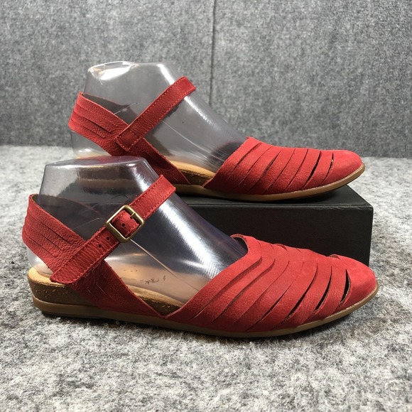 El Naturalista Sandals Womens Size 8.5 Red Leather Slingback Wedge Comfort 5201 - Picture 2 of 16